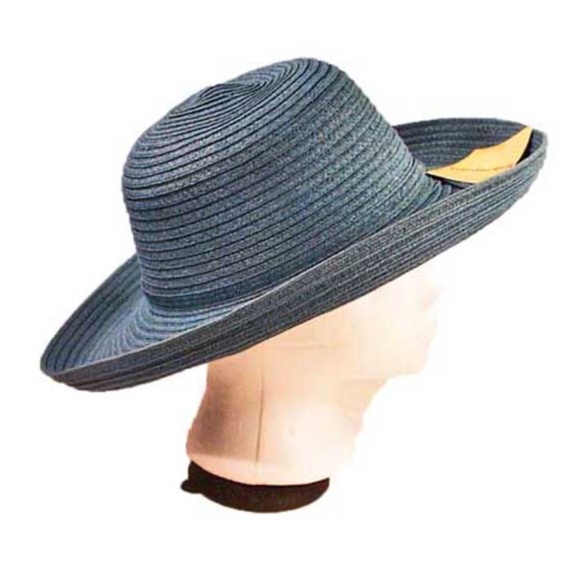 WIDE BRIM HAT, BLUE, SIZE MEDIUM, FINE WEAVE, GLORIA VANDERBILT, TAGS ON, NEVER - Picture 5 of 6